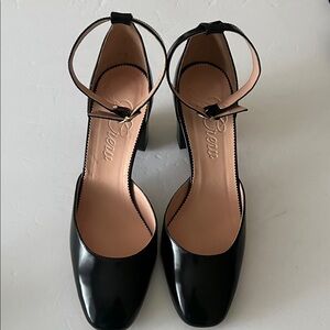 J. Crew Black Leather Slingback Heels